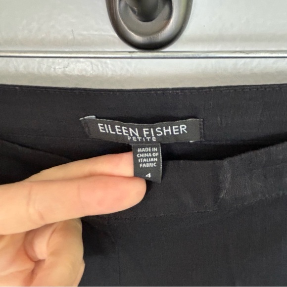 Eileen Fisher Black Linen Blend Trouser Pants Size Petite 4 - Picture 5 of 9